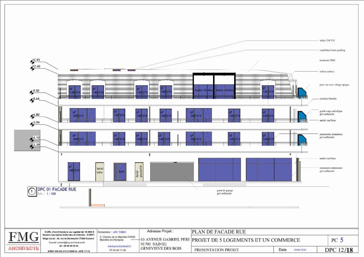 IMMEUBLE A SAINTES GENEVIEVES DES BOIS - Plan façade