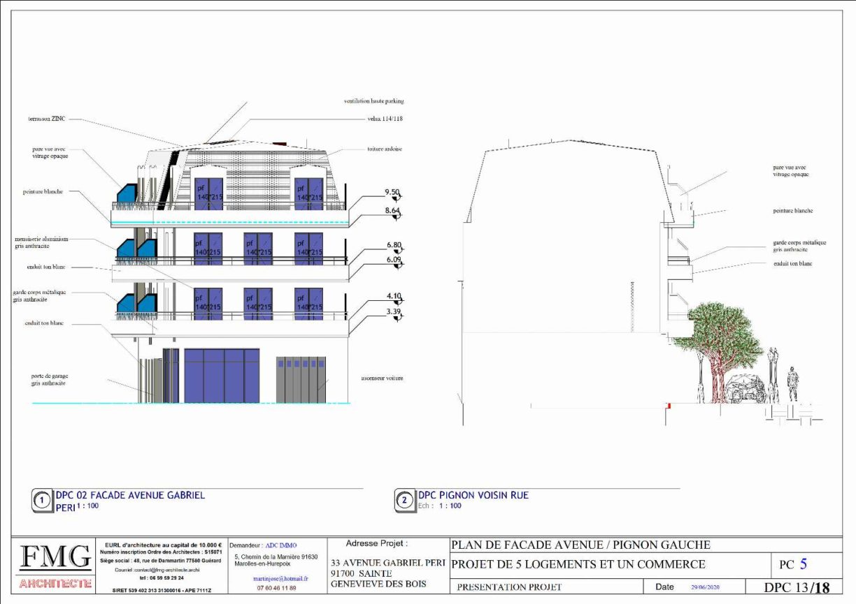 IMMEUBLE A SAINTES GENEVIEVES DES BOIS - Plan façade