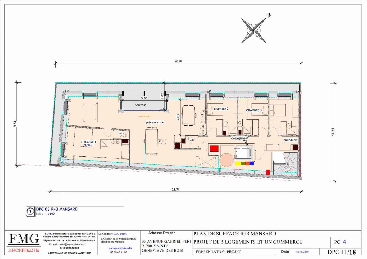 IMMEUBLE A SAINTES GENEVIEVES DES BOIS - Plan R3