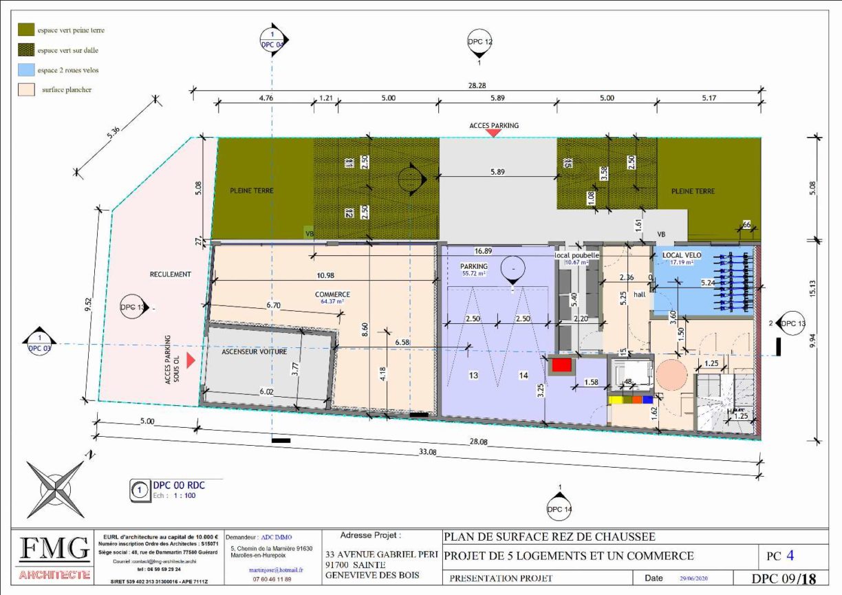 IMMEUBLE A SAINTES GENEVIEVES DES BOIS - Plan rdc